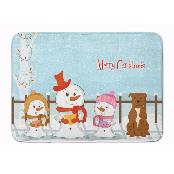 Carolines Treasures Christmas Staffordshire Bull Terrier Machine Washable Memory Foam Mat BB2378RUG - main